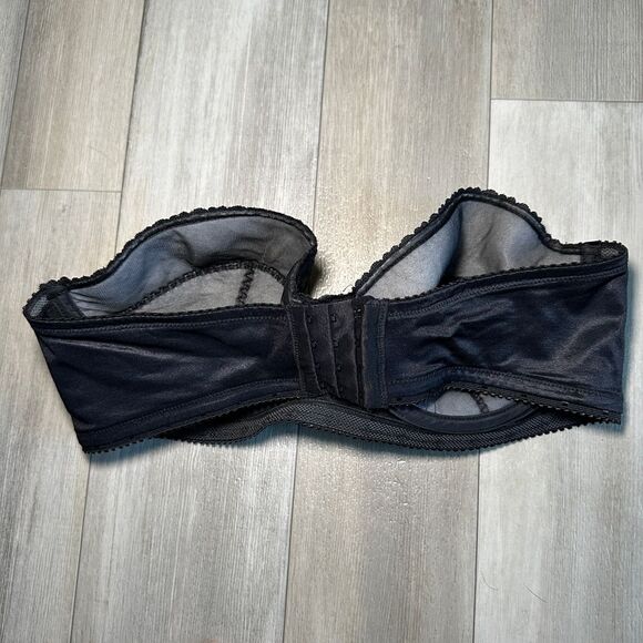 Carnival Full Coverage Strapless Bra Womens 40C Lace‎ Black Underwire Plunge 123 - Picture 4 of 7